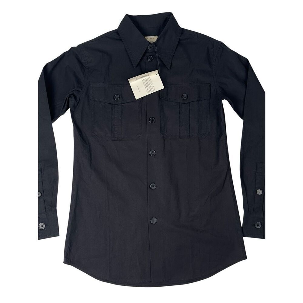 Maison Kitsune Paris Mens Black Button Down Shirt Small Utility Overshirt NWT